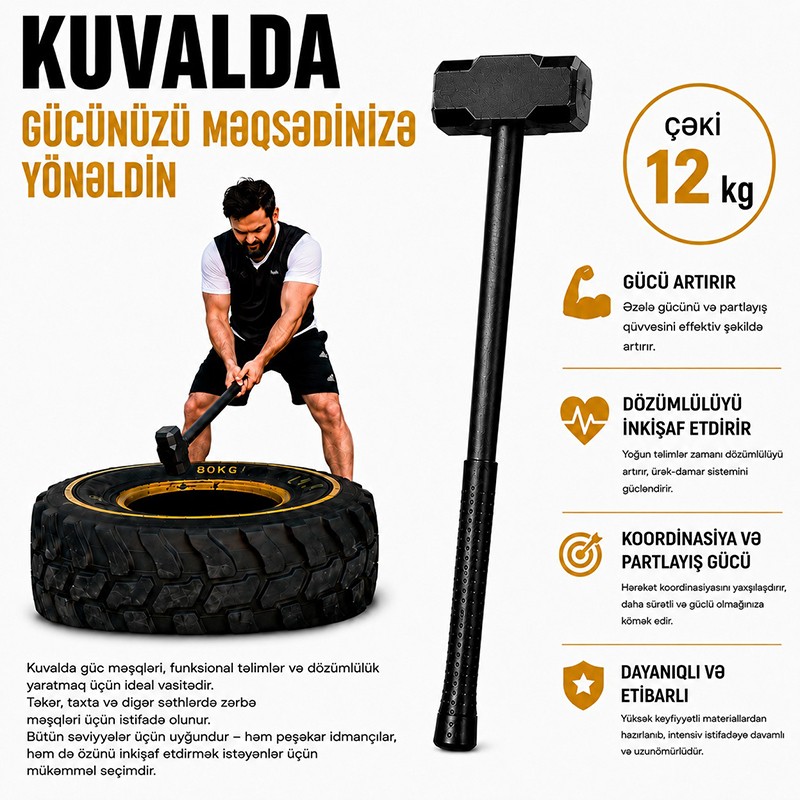 Ağır güc məşq çəkici təkər  Fitness Gym Hammer